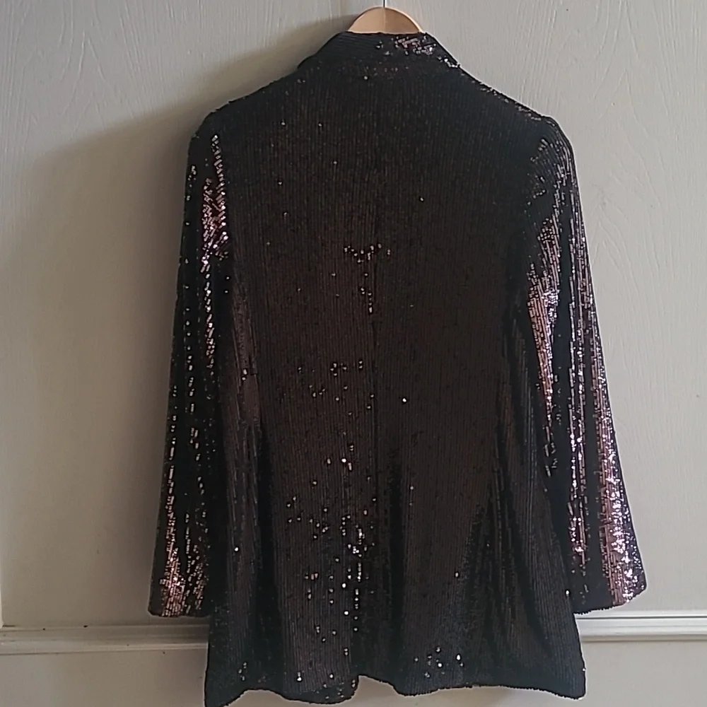 Express Shimmering Sequin Brown Blazer Sz M - Picture 4 of 8